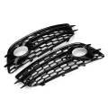 High Quality 2Pcs Car Fog Light Grille Lamp Cover HONEYCOMB Hex Grille Grill For Audi A4 B8 S-Line S4 2008 2009 2010 2011 2012