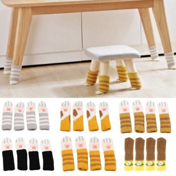 4PDurable Knitted Table Chair Leg Cover Chair Table Foot Sock Floor Protection Non-slip Table Legs Home Furniture Protector