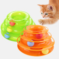 Three Levels Plastic Tower Tracks Disc Training Amusement Plate Kitten Toy Cat Intelligence Amusement Triple Disc Pet Toys Ball