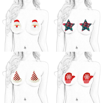 3Pairs/set Nipple Covers Reusable Breast Petals Santa Claus Cross Stick On Bra Pad Pasties Women Lingerie Intimates Accessories