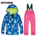 New Boy Or Girl Children's Snow Suit Snowboarding Sets Waterproof Outdoor Sports Wear Ski Coat and Strap Snow Pant Kids Costume