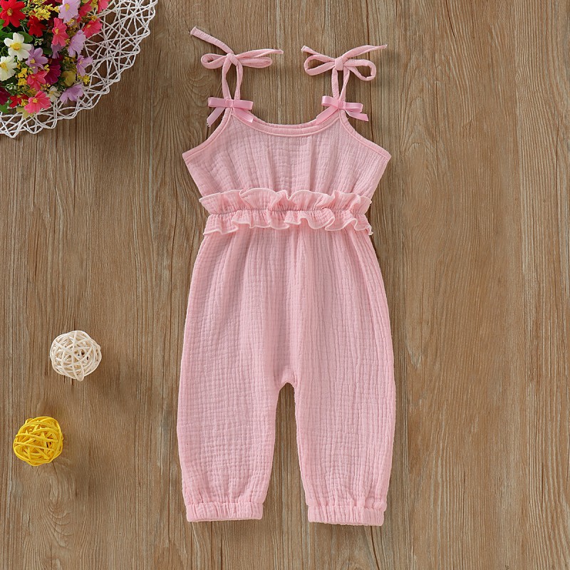 Fashion Kids Baby Girl Boy Summer Strap Cotton Sleeveless Solid Romper Jumpsuit Suspenders Pants Trousers Clothes Set