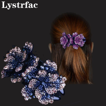 Lystrfac Female Large Rhinestone Flower Hair Claw Duckbill Clip Headdress Hairpin Plate Hair Grab Fashion Hair Accessories