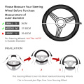 Fashion Steering Wheel Cover Black Lychee Pattern with Luxury Crystal Rhinestone M size Fits 38cm/15" Diameter