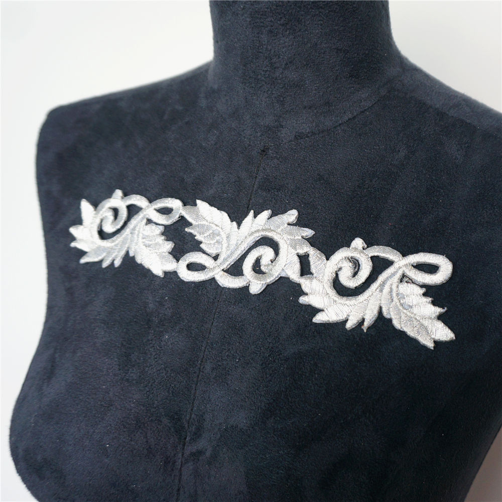 Gold Silver Flower Leaf Pattern Appliques Embroidered Patches Sew Iron On Badge Hollow Ethnic Customs For Clothes DIY Decoration