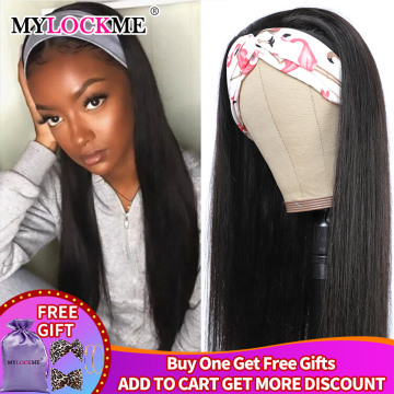 Headband Wig Human Hair Straight Glueless 30 Inch Brazilian Hair Wigs For Black Women Full Machine Made 150% Density MYLOCKME