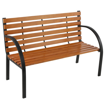 48in Outdoor Patio Garden Bench Park Seat Hardwood Slotted Steel Cast Iron Frame Easy to Assemble Clean U.S. Stock
