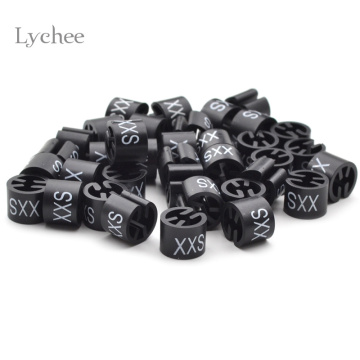 Lychee Life 100 Pieces Black Hanger Sizer Garment Tags Markers Size Dividers Size Marker for Hangers XXS-4XL Printed