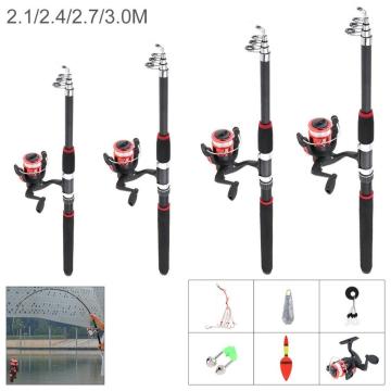 2.1-3m glass fiber Telescopic Spinning Fishing Rod and Reel set Combos Full Kit Fishing Gear Fishing accessories Fish hook