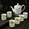 YeFine Chinese Kung Fu Tea Set Porcelain Hollow Out Creative Design Ceramic Teapot With 6 Tea Cups Travel Drinkware Luxury Gift