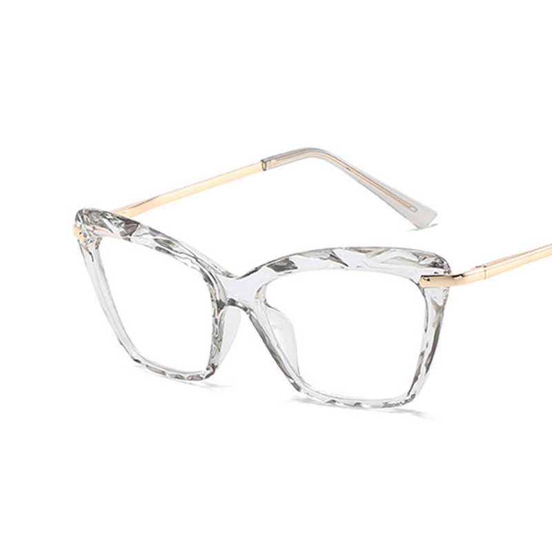 Crystal Multi-faceted Glasses Ladies New Eyeglasses Frame Trendy Fashion Metal Frame Tide Flat Mirror