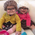 Winter Baby Kids & Adult Hat Cap Cute Old Lady Woman Curly Hair Wig Cap Skullies Beanies Plush Balls Children Bebe Hats and Caps