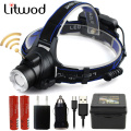 Litwod Z20 IR sensor XM-L2 U3 T6 5000lm LED Headlight headlamp zoom adjustable head flashlight lamp 18650 battery front light