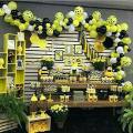 132pcs Balloon Garland Arch Kit Yellow Black Polka Dot Latex Balloons for Happy Bee Day Baby Shower Birthday Party Decorations