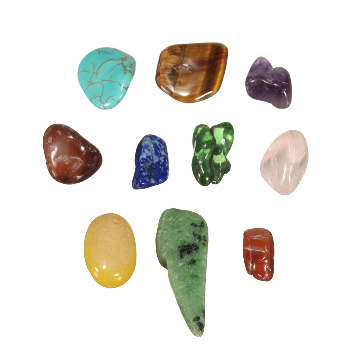 Set 10 Kinds Stone Chakras Crystal Healing Tumbled Natural Quartz Crystal Stones Minerals Irregular Shape Decorative With Box