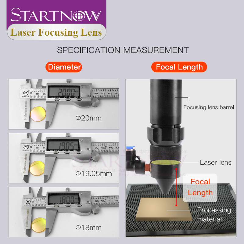 Startnow CO2 Laser Focus Lens Ge 12 For 40W Laser Engraver Machine 18 19.05 20 GaAs Laser Lenses For Die Cutter Machine Parts