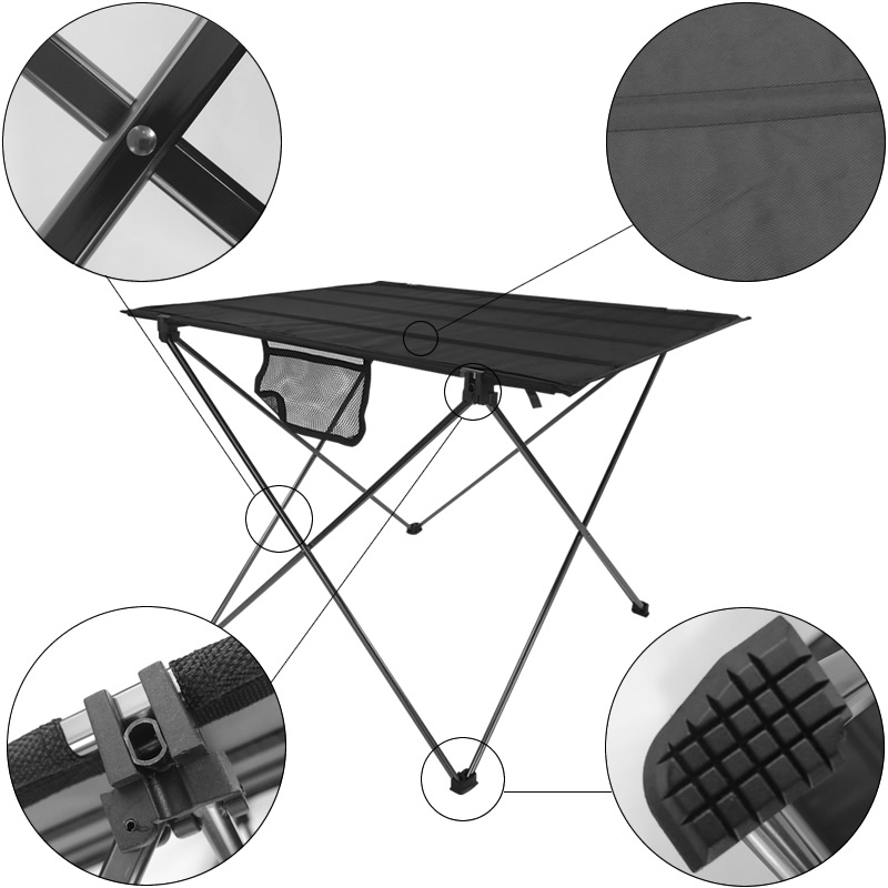Aluminum Alloy Oxford Cloth Table Outdoor Ultralight Portable Folding Table Camping Picnic Table Outdoor Barbecue Fishing Chairs