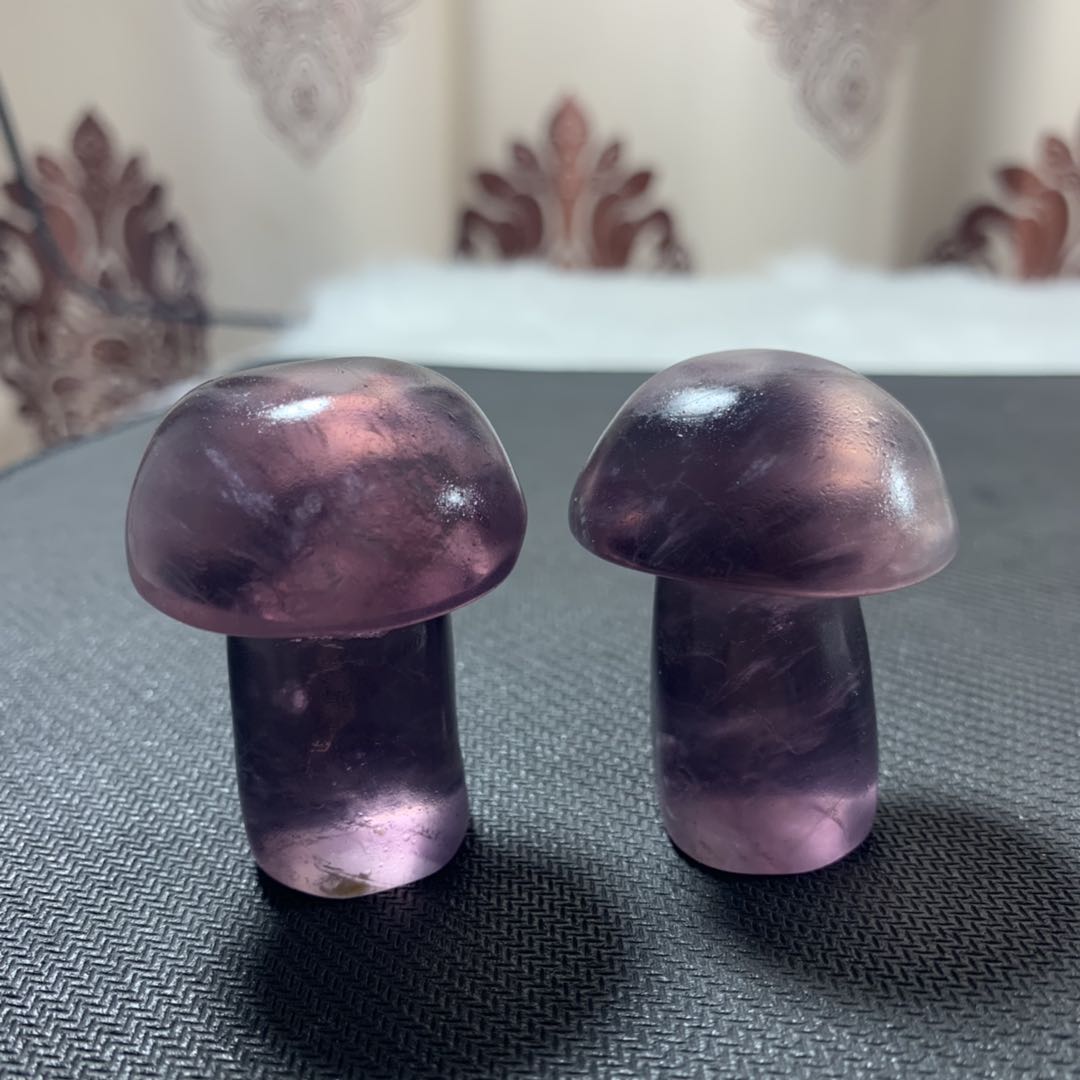 2 pcs Natural purple fluorspar mushroom is the first choice for home furnishings
