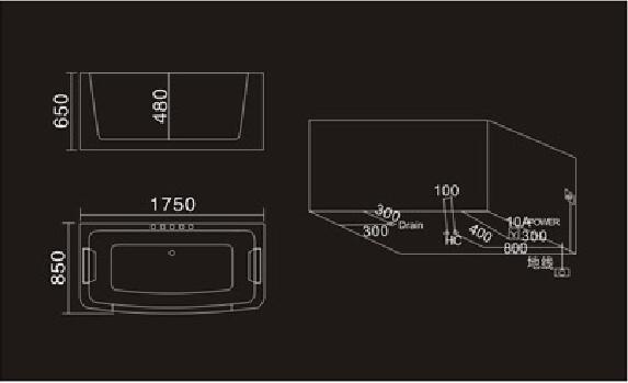 1750mm Long Surfing Whirlpool Bathtub Acrylic Hydromassage Bubble Tub NS1601B