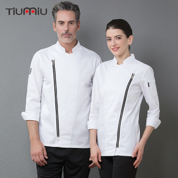 Chef Long Sleeve Zipper Jackets Professional Restaurant Hotel Waiter Work Uniforms Cozinha Cocina Catering Clothing High Quality