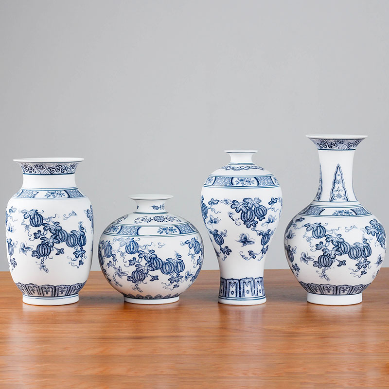 Chinese Style Jingdezhen Classical Blue And White Porcelain Kaolin Flower Vase Home Decor Handmade Vases