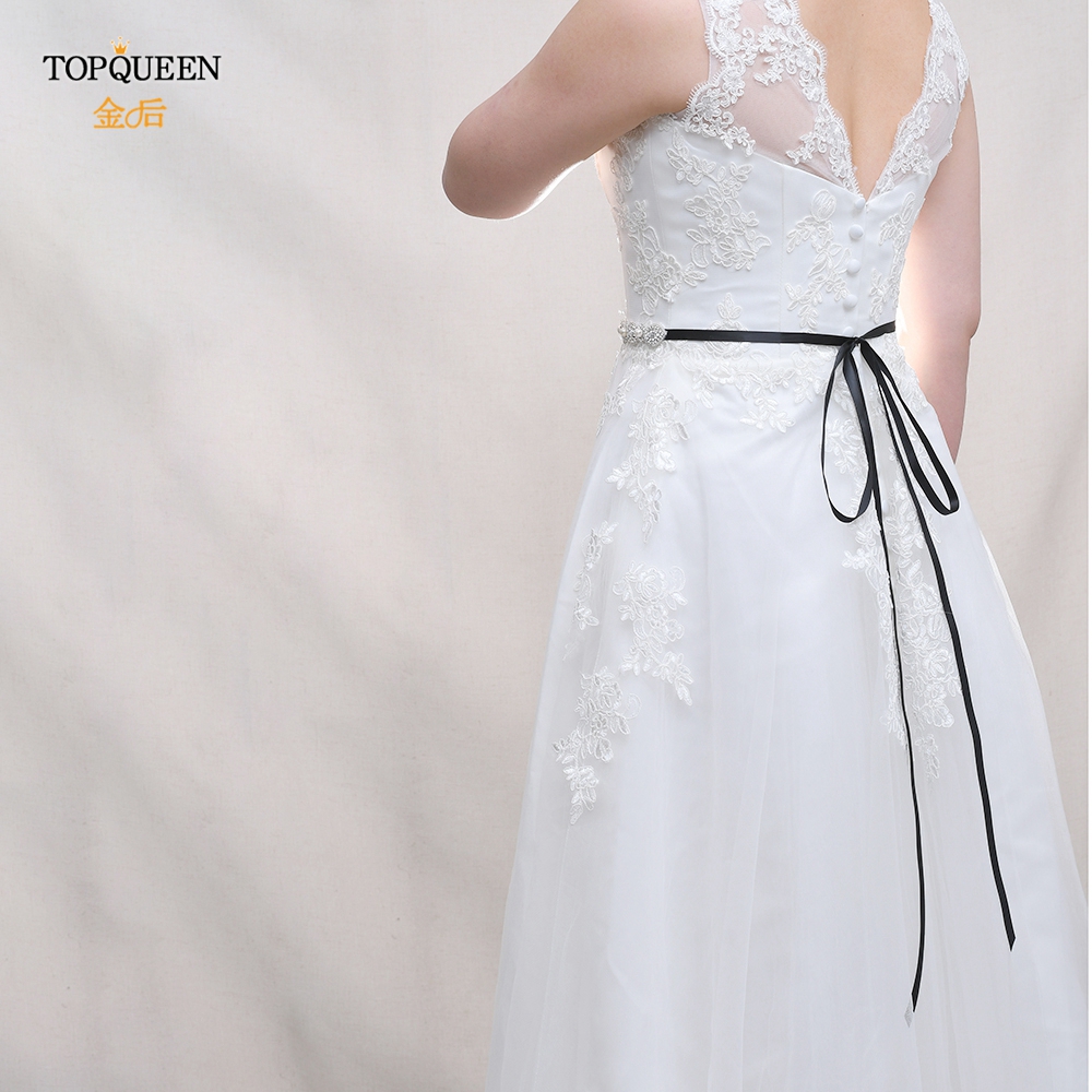 TOPQUEEN S435 Jeweled Sash Wedding Belt Clear Crystal Belt for Formal Dress Pearl Bridal Belt Rhinestone Belts Belt Silver Dress