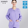 ANNO Elasticity Cotton Spandex Body Nurse Uniform Female Scrubs Suit Dental Hospital Set Work Wear Short/Long Sleeves Clothing