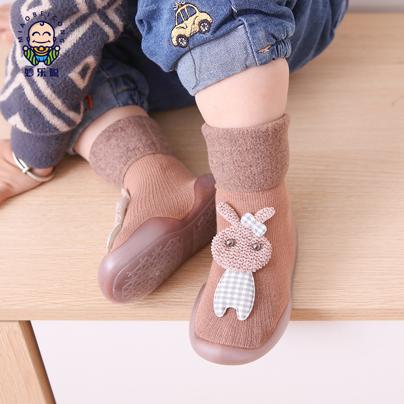 1pair New Baby Toddler Non-slip Indoor Floor Anti-slip Slippers Baby's Outdoor Breathable Cotton Thick woolen Shoes