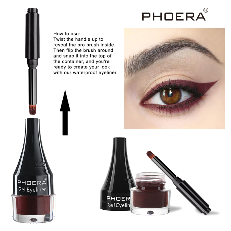 PHOERA 10Colors Matte Eyeliner Gel Waterproof Beauty Comestics Lasting White Eye Liner Cream Tool For Eyeshadow With Brush TSLM2