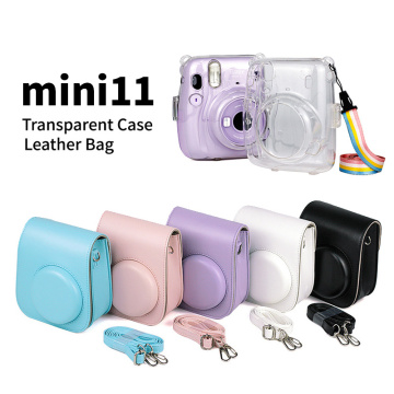 For Fujifilm Instax mini11 PU Leather Case Smartphone Instant Protector Pouch Bag With Shoulder Strap for Fuji Instax mini11