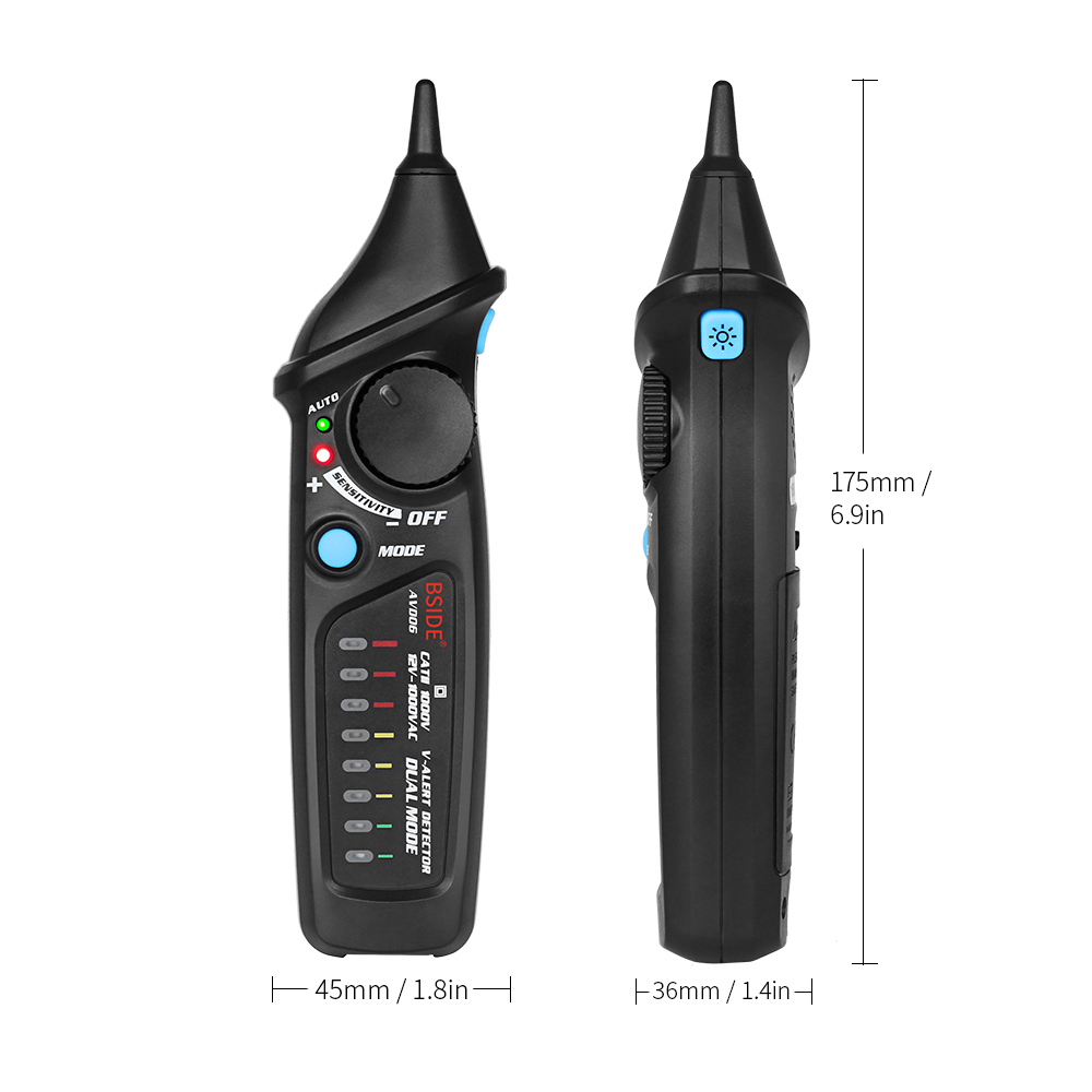 Non-contact AC Voltage Tester Pen Detector Auto/Manual Dual Mode NCV Tester Live Wire Check with Sensitivity Sound Light Alarm