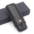 COHIBA Gadgets Black Portable 2 Tube Cigars Holder Leather Cigar Case Travel Mini Humidor Cigar Box With Gift Box