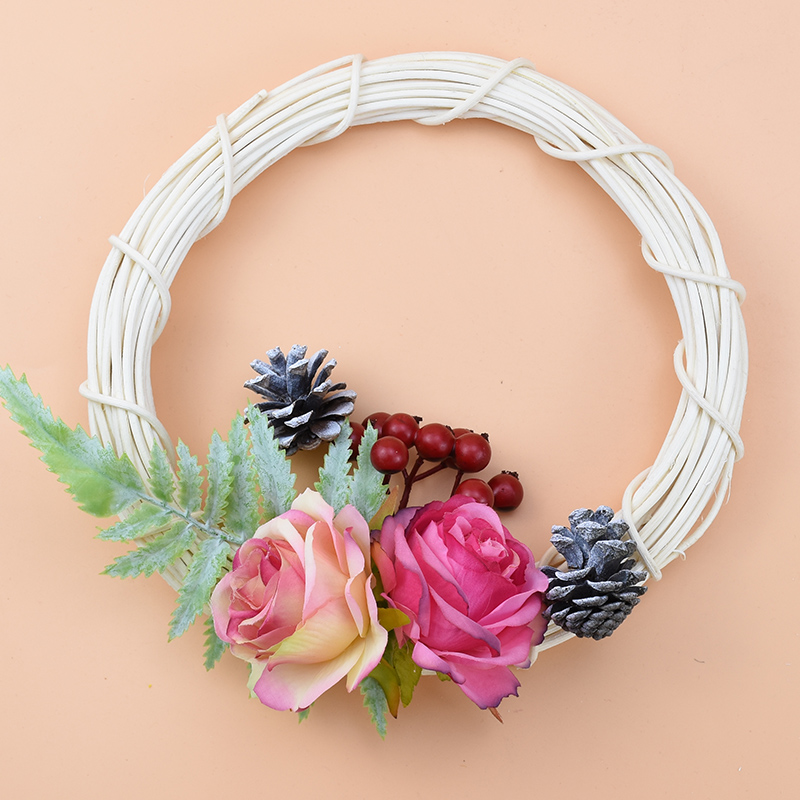 10/15/20cm White Rattan Ring Artificial flowers Garland Dried flower frame For Christmas Home Decor DIY floral wedding Wreaths