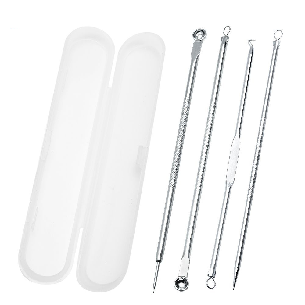 4pcs/set Dual Heads Acne Needle Blackhead Blemish Squeeze Pimple Extractor Remover Spot Cleaner Beauty Skin Care Tool Kit
