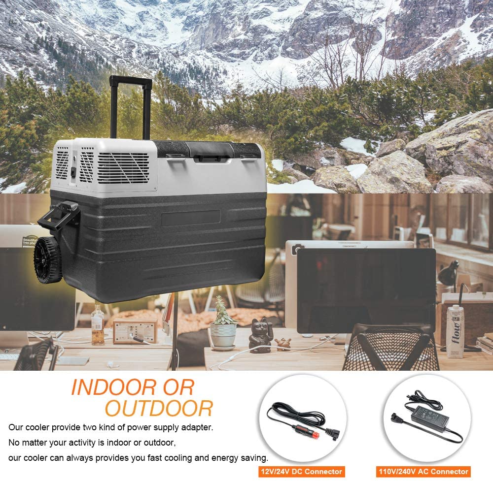 62L Portable Freezer Fridge 12V 220V Car Refrigerator Car Fridge with Compressor LCD Display for Truck RV Camping Travel