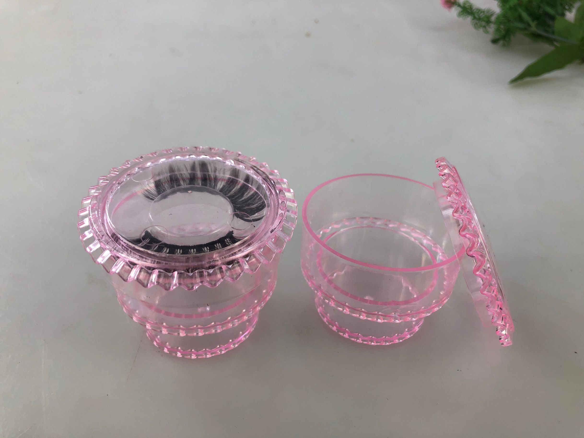 20pcs Candy Eyelash Box Packaging Acrylic Eyelash Pull Box Mink Eyelashes Case 3d Mink False Lashes Box Faux Cils Packaging