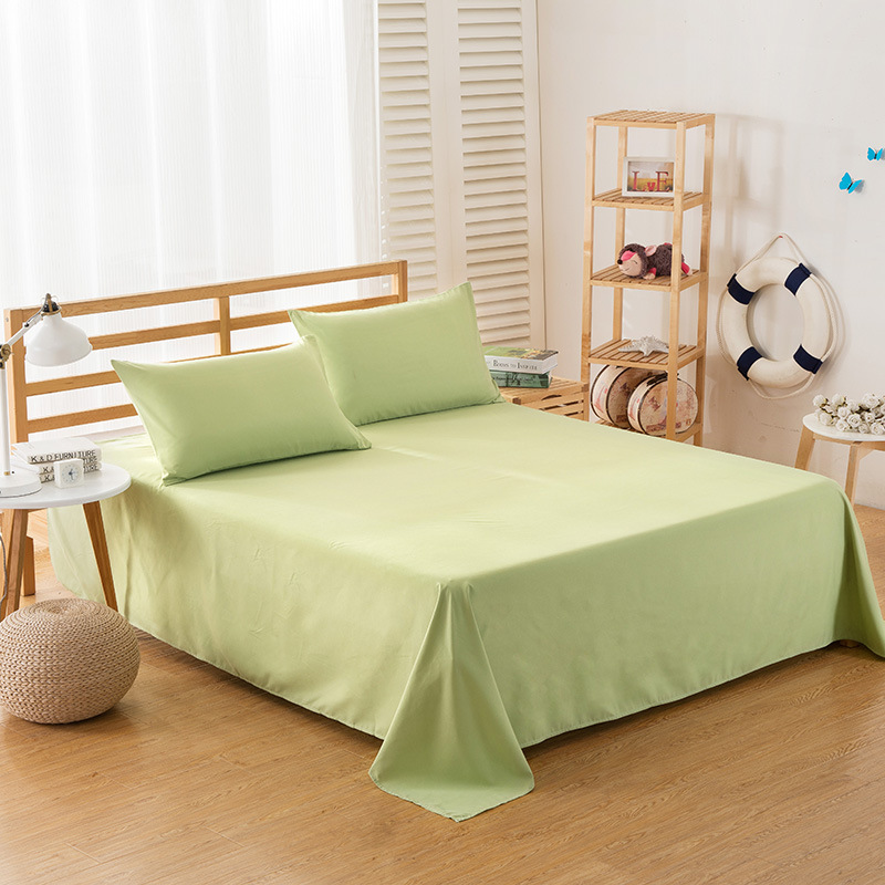 ropa de cama Solid color polyester cotton bed sheet hotel home soft brushed flat sheet queen bed cover not included pillowcase
