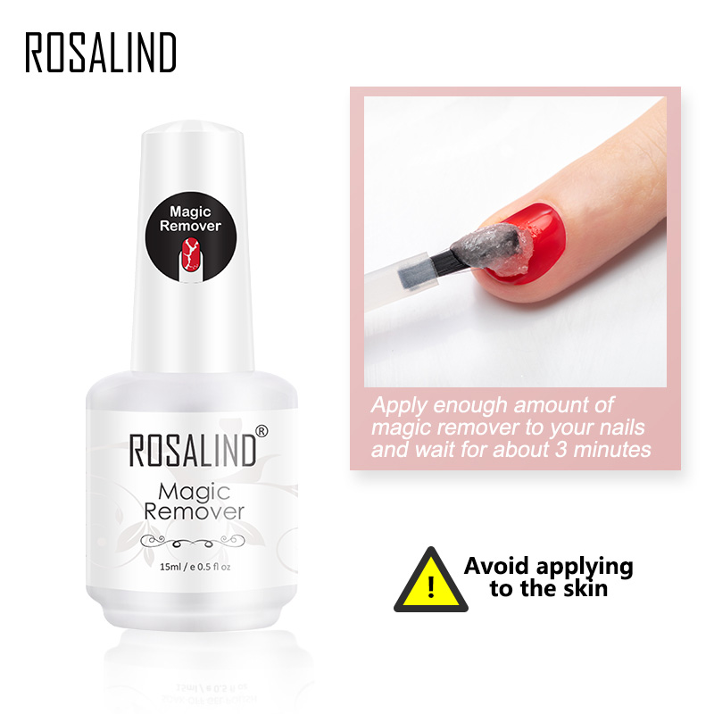 ROSALIND Nail Gel Polish Magic Remover For Manicure Fast Clean Within 2-3 MINS UV Gel Nail Polish Remove Base Top Coat