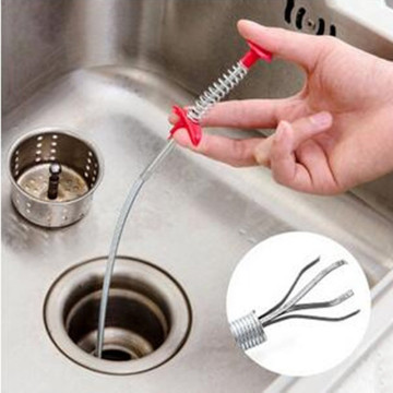Kitchen Sink Cleaner Spring Pipe Dredging Tool Drain Cleaner Stick Drain Filter Strainer Pipe Dredger Brush Sewer Cleaning Hook