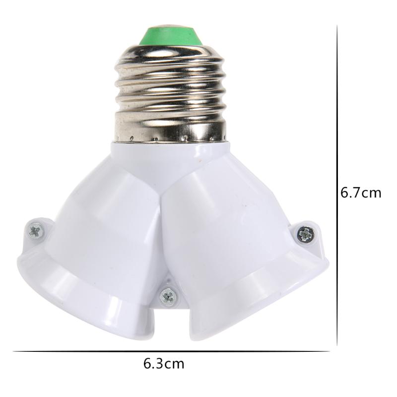 2 In 1 Double E27 Socket Base Extender Splitter Plug Halogen Light Lamp Bulb Holder Copper Contact Adapter Converter