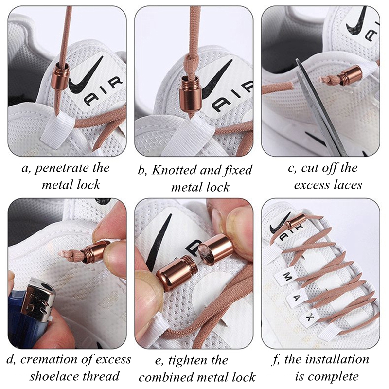 1 Pair Elastic Shoelaces Lock No Tie Shoelace Round Color Metal Easy to Remove Suitable for All Shoes Lazy Lace 21 Colors