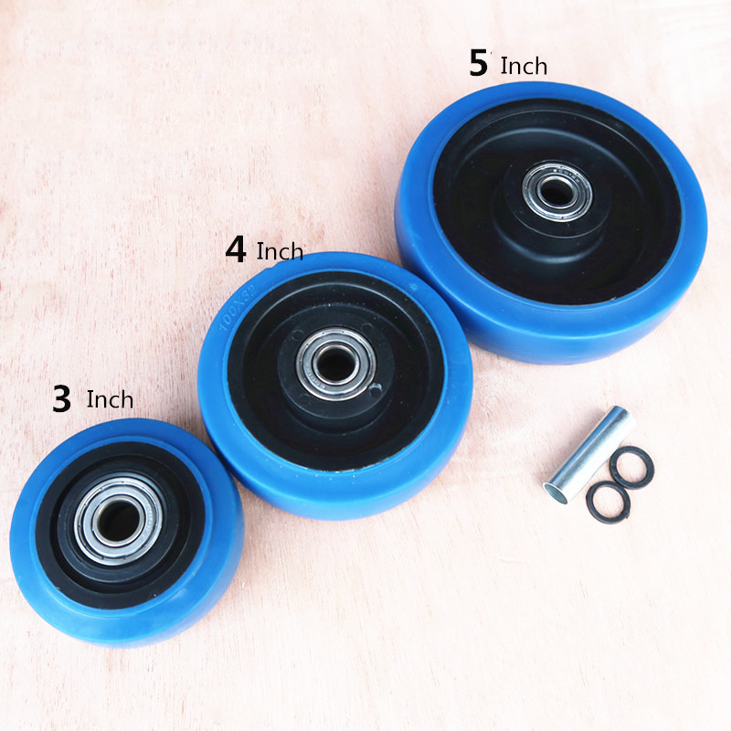 5 Inch Caster Medium blue Elastic Wheel Single Mute Flat Trolley