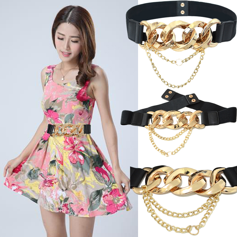 Personalized chain buckle new ladies all-match clothing accessories fashion decoration elastic belt dress belt Bg-1624