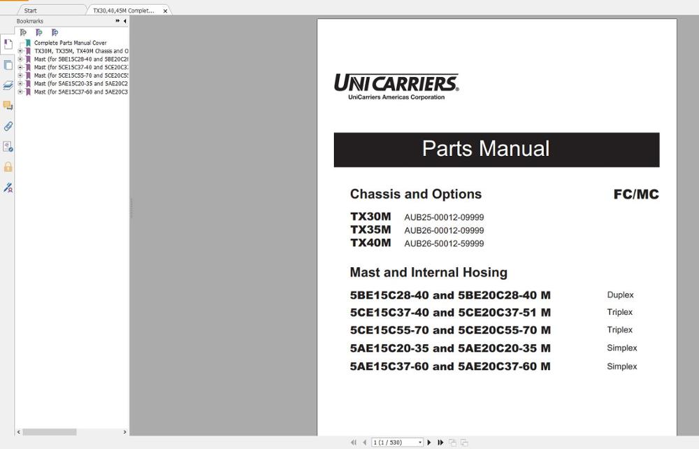 for NISSAN UNICARRIERS Forklift Part Catalog & Service Manual (PDF) Updated 2017