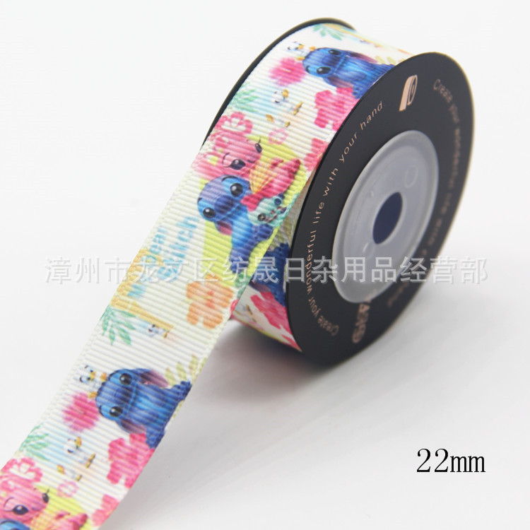 10yard /lot 2.2cm Stitch Ribbon Disney Cartoon Ribbon DIY Apparel Sewing Fabric Cartoon Printed Grosgrain Ribbon