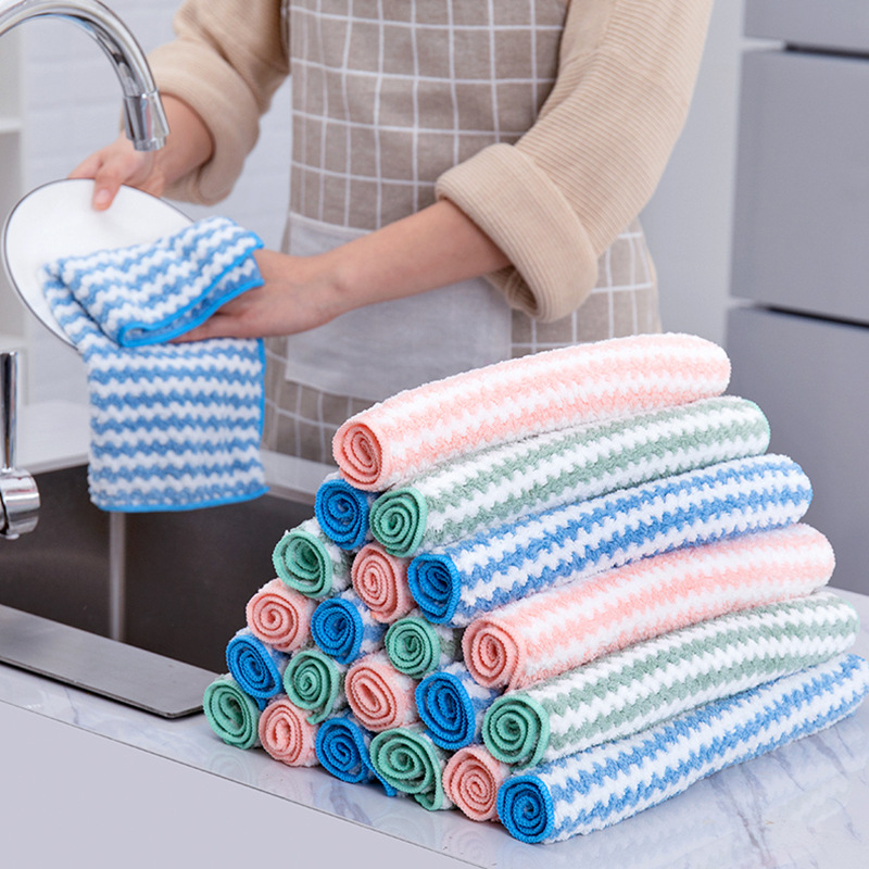 Kitchen Anti-Grease Wiping Rags Microfiber Wipe Cleaning Cloth Home Washing Dish Multifunctional Cleaning Tools