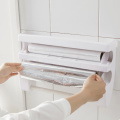 Kitchen Organizer Paper Towel Holder Refrigerator Cling Film Cutting Storage Rack Wrap Cutter Tin Foil Shelf Plastic Hang Holder