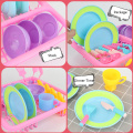 Children Pretend Simulation Play Kitchen Toy Plate and Kitchen Ware Washing Intelligence Training With Basket for Kids' Present