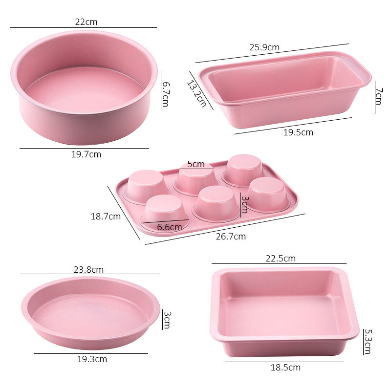 Maifan Stone Pink Cake Mold Bread Cake Non-stick Tray Muffin Baking Carbon Steel Baking Pan Square Round Baking Mold