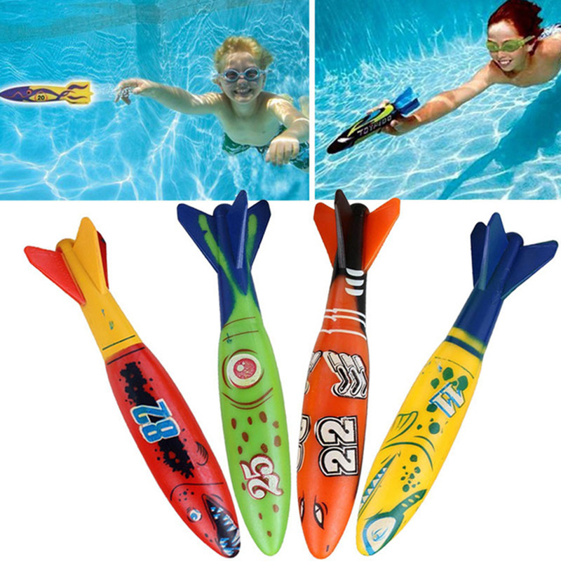 4 Pcs Rubber Swimming Pool Toys Diving Sport Outdoor Toypedo Bandits Play Water Fun Pool Fun Toys Games